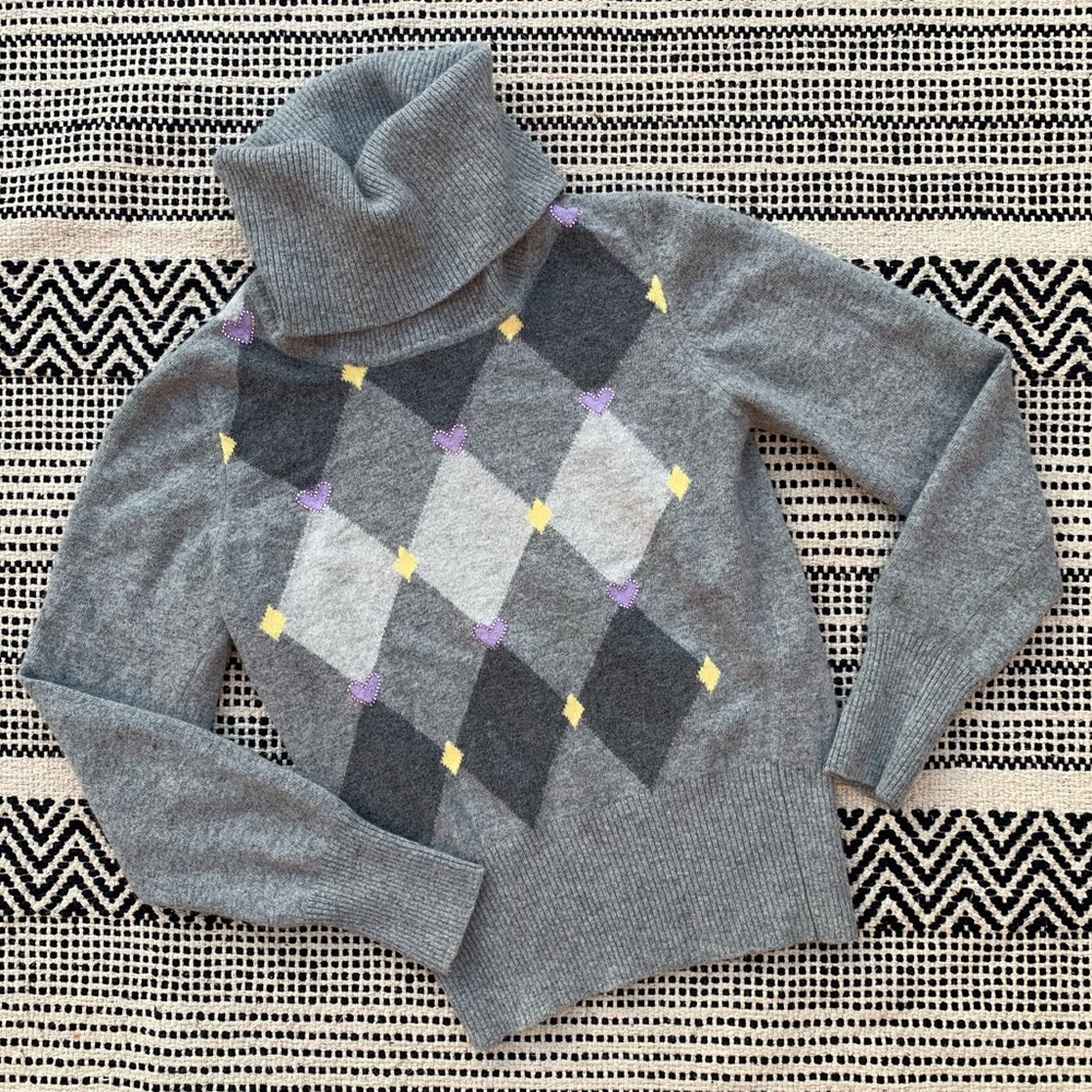 Luisa Spagnoli Argyle Wool & Angora Turtleneck size S